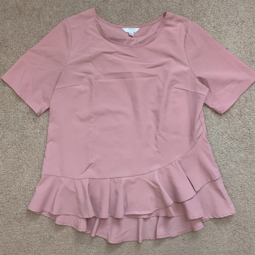 Mauve Ruffle Peplum Blouse